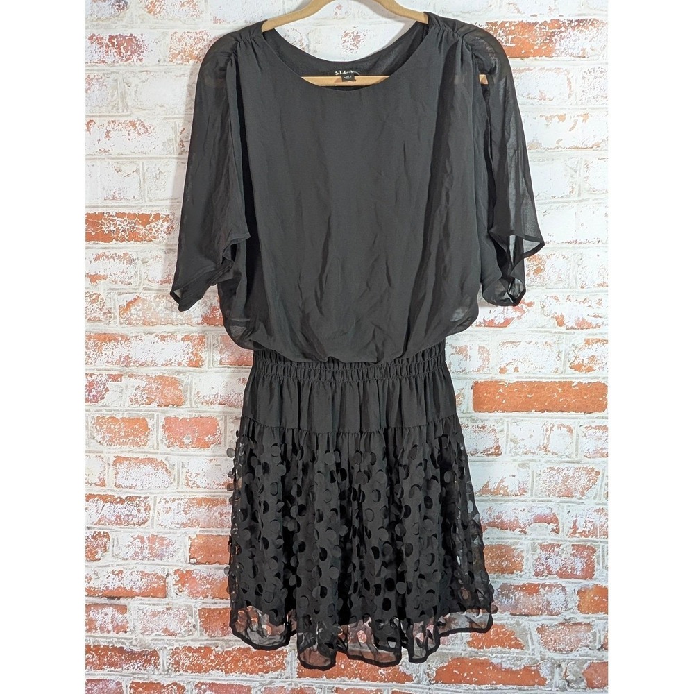 Vtg S.L. Fashions Cocktail Dress Womens 10 Black Chiffon Whimsygoth Lace